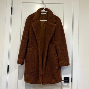 Oversized teddy mid length coat